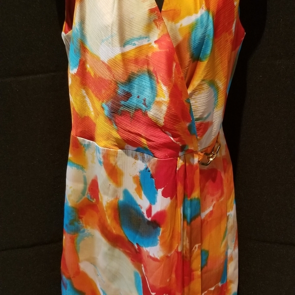 Leslie Stuart Faux Wrapped Multicolored Dress - Picture 2 of 7